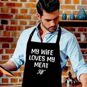 🥩😜Grill Kitchen Apron “My Wife Loves My Meat” Humorous Funny Design Gag Gift